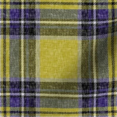 Mustard + purple Stewart plaid linen-weave by Su_G_©SuSchaefer