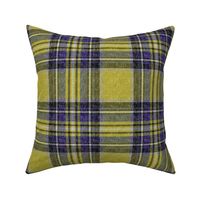 Mustard + purple Stewart plaid linen-weave by Su_G_©SuSchaefer