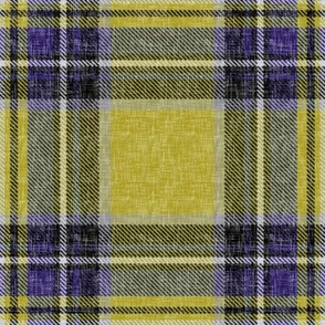Mustard + purple Stewart plaid linen-weave by Su_G_©SuSchaefer