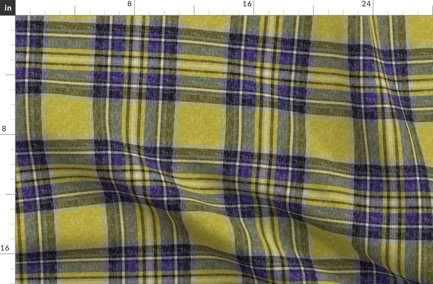 Mustard + purple Stewart plaid linen-weave by Su_G_©SuSchaefer