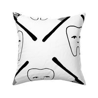 EXTRA LARGE - Teeth fabric - Happy Teeth - Black and White by Andrea Lauren