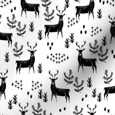 deer fabric by the yard - nursery fabric by the  yard, nursery fabric, cute woodland deer design by andrea lauren - bw