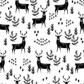 deer fabric by the yard - nursery fabric by the  yard, nursery fabric, cute woodland deer design by andrea lauren - bw