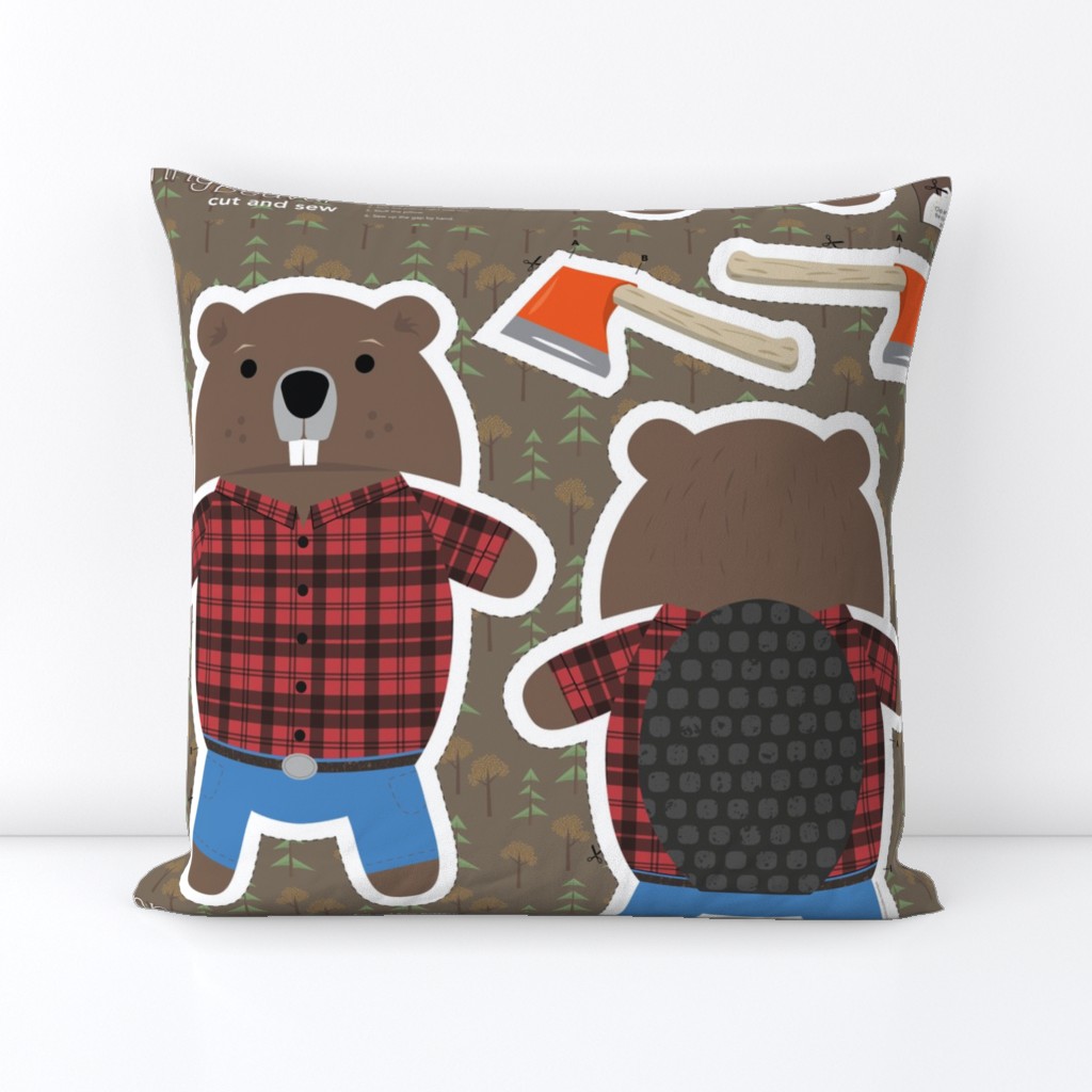 Benny Beaver Cut and Sew Plushy Pillow