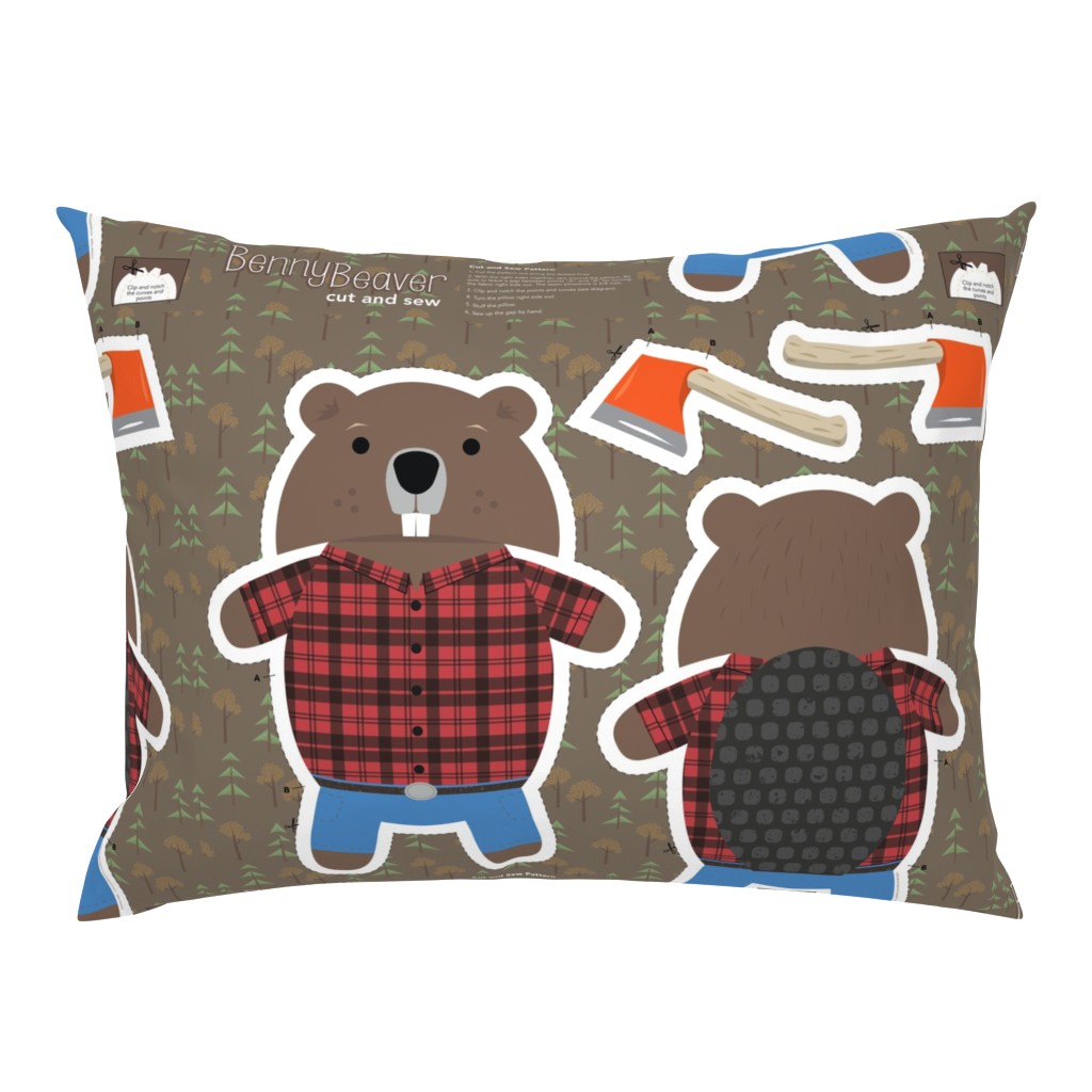 Benny Beaver Cut and Sew Plushy Pillow