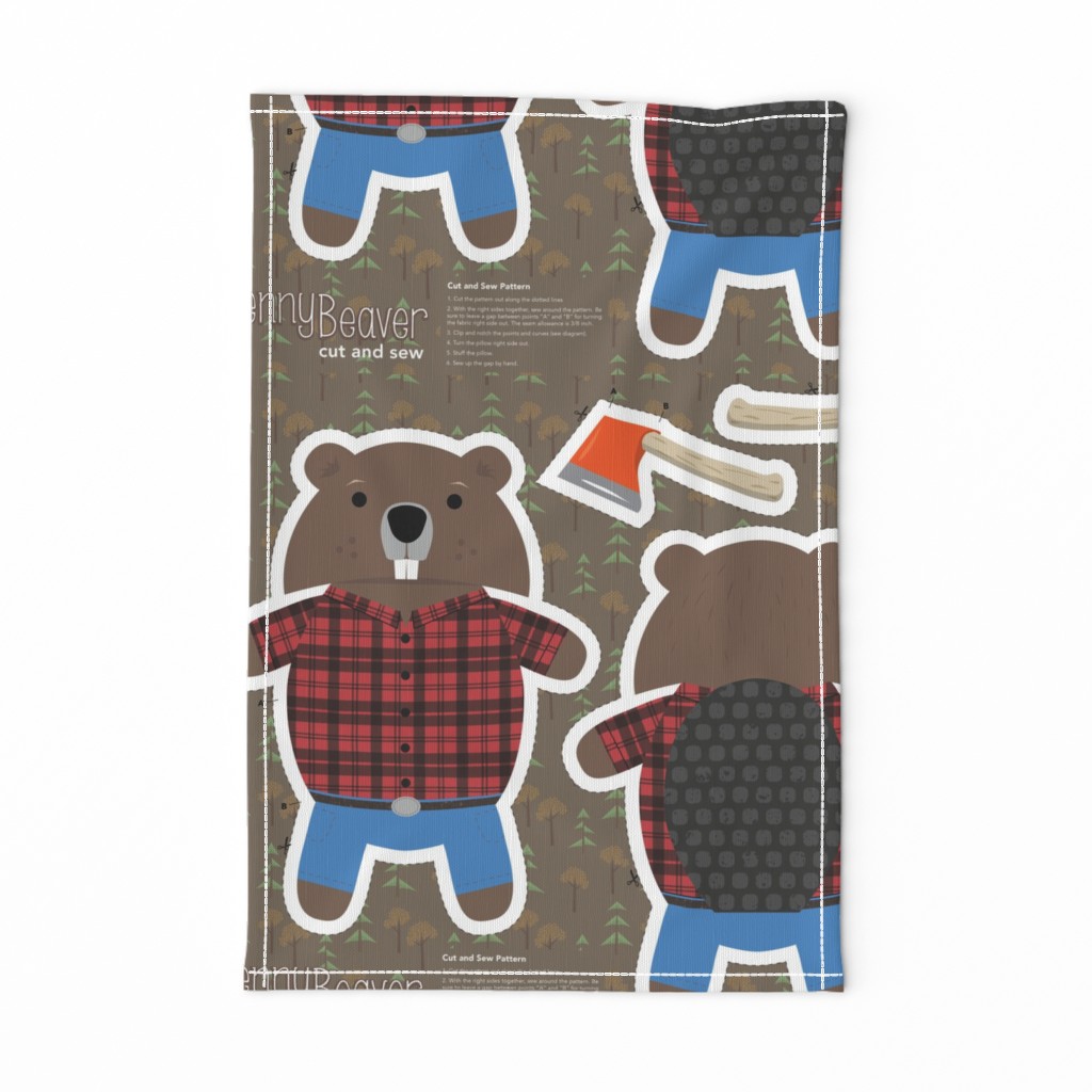 Benny Beaver Cut and Sew Plushy Pillow