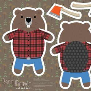 Benny Beaver Cut and Sew Plushy Pillow