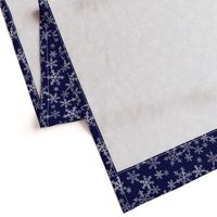 Midnight Blue and White Lino Print Snowflakes Pattern