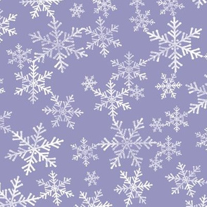 Lino Print Snowflakes | White Snowflakes on Periwinkle