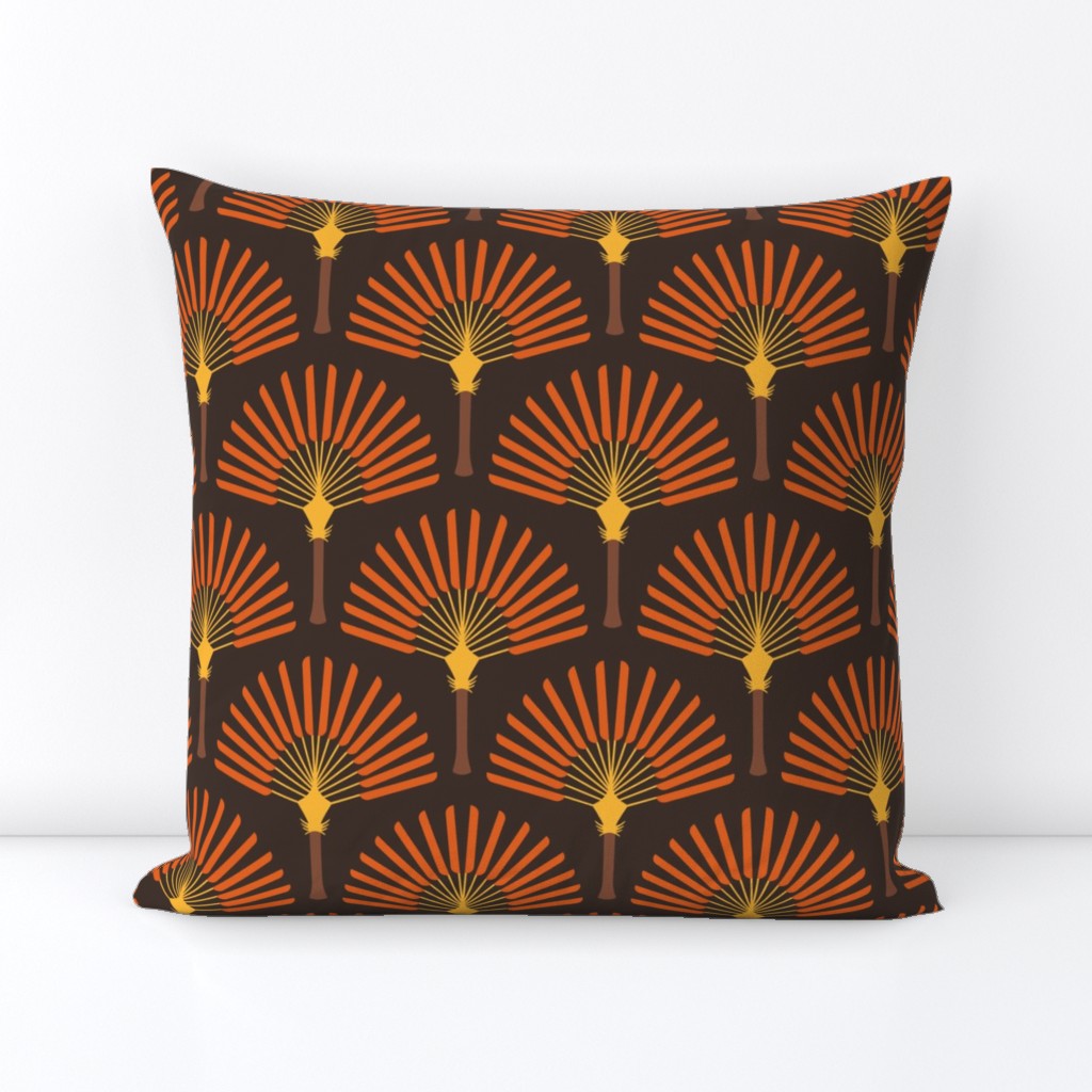 Bohemian Jungle Palm Trees brown orange yellow