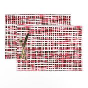 Hand Painted Rustic Plaid Check in Red, Black and White