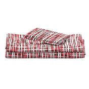 Hand Painted Rustic Plaid Check in Red, Black and White