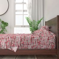 Hand Painted Rustic Plaid Check in Red, Black and White