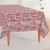 Hand Painted Rustic Plaid Check in Red, Black and White