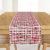 Hand Painted Rustic Plaid Check in Red, Black and White