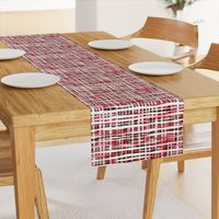 Hand Painted Rustic Plaid Check in Red, Black and White