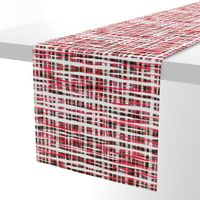 Hand Painted Rustic Plaid Check in Red, Black and White