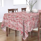 Hand Painted Rustic Plaid Check in Red, Black and White