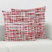 Hand Painted Rustic Plaid Check in Red, Black and White