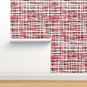 Hand Painted Rustic Plaid Check in Red, Black and White