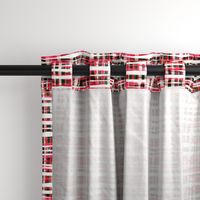 Hand Painted Rustic Plaid Check in Red, Black and White