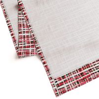 Hand Painted Rustic Plaid Check in Red, Black and White