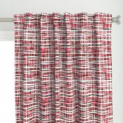 Hand Painted Rustic Plaid Check in Red, Black and White