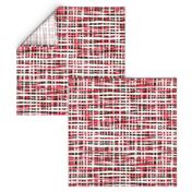 Hand Painted Rustic Plaid Check in Red, Black and White