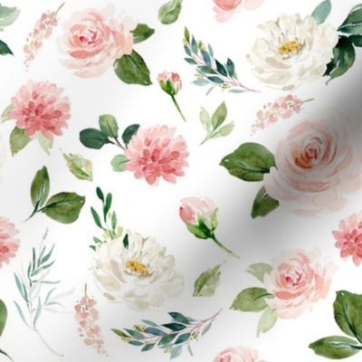 8" Boho Blush Florals Garden // White