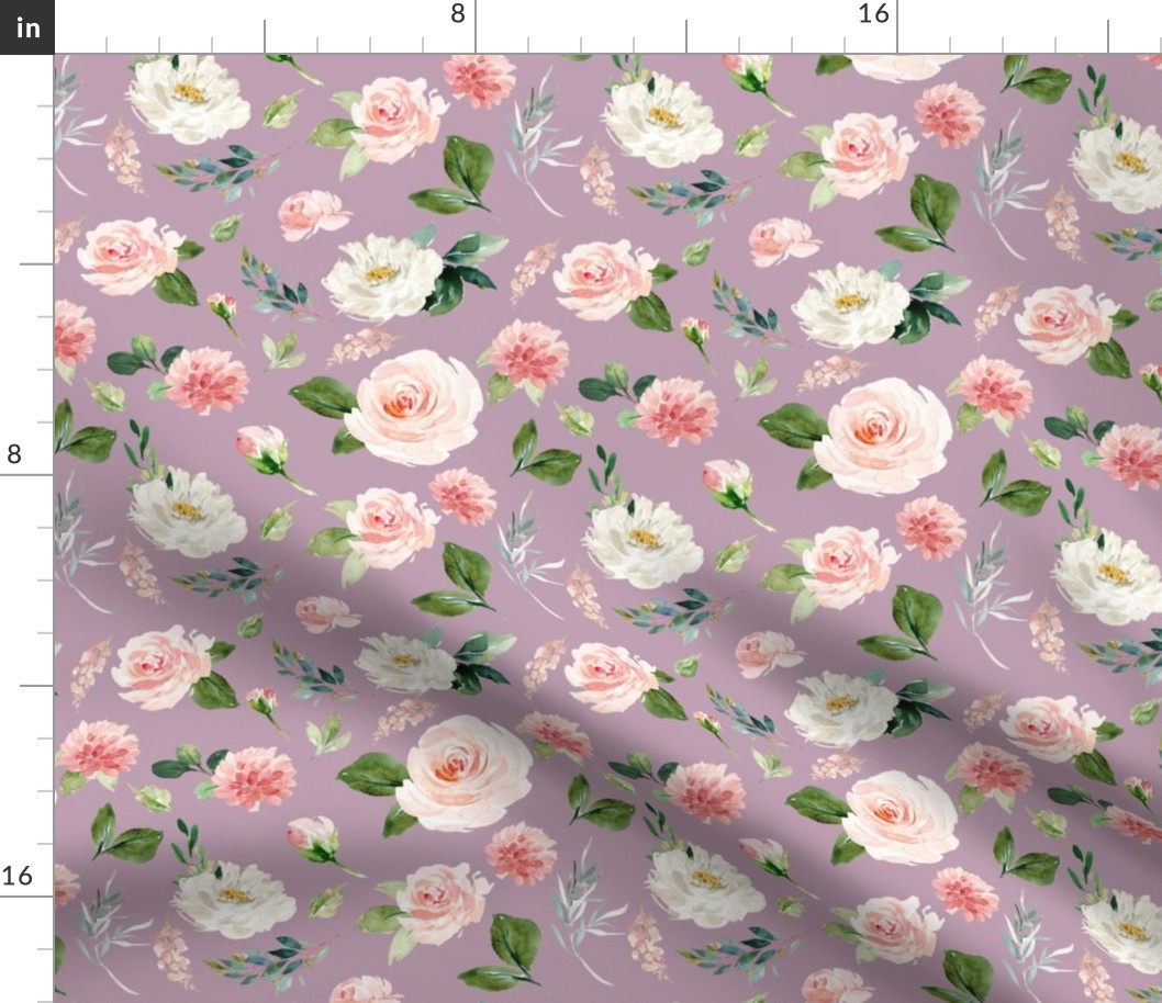 8" Boho Blush Florals Garden // Lily Purple