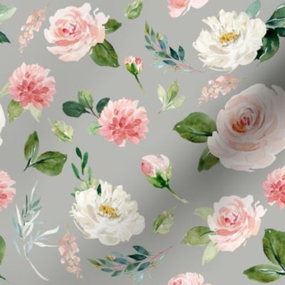 8" Boho Blush Florals Garden // Gray Nickel