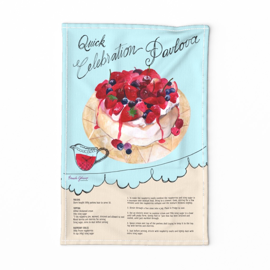 Quick Celebration Pavlova Recipe Tea Towel