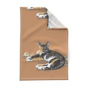 Calico Cat on Brown for Pillow