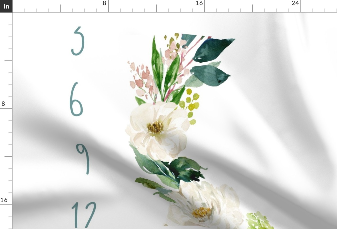54"x36" // Boho Blush Florals Garden Baby Milestone Blanket