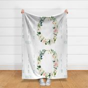 42"x36" // Boho Blush Florals Garden Baby Milestone Blanket