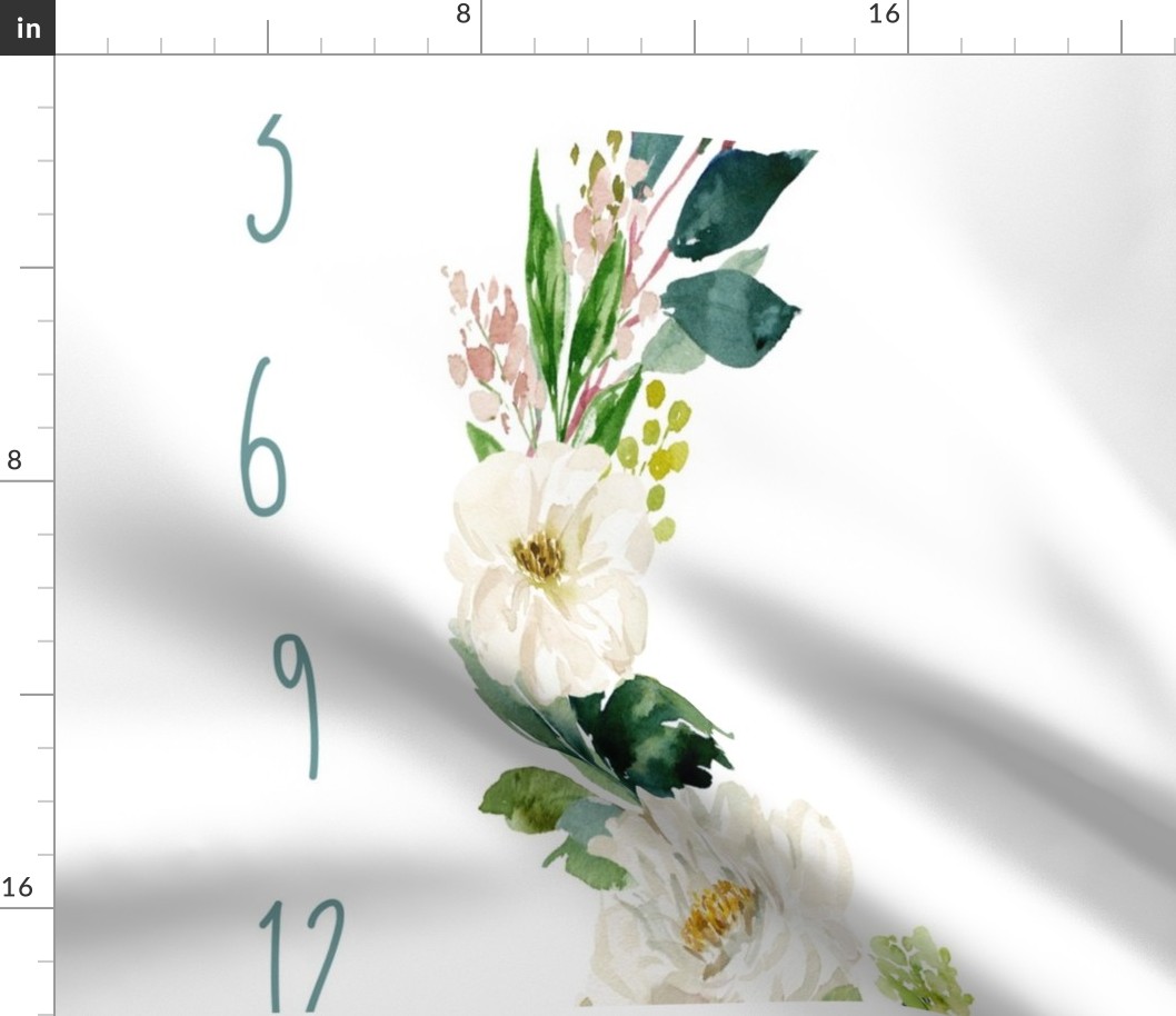 42"x36" // Boho Blush Florals Garden Baby Milestone Blanket