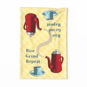 Retro Percolator Coffee Rise Grind Repeat Tea Towel 