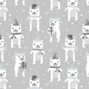 Polar Bears Holiday Gray and Blue