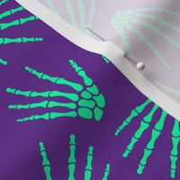 Halloween Skeleton Hands on Purple and Green 