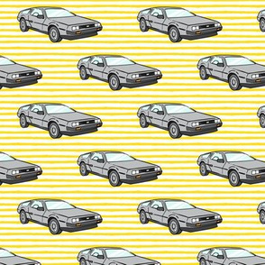 the DeLorean - yellow stripes