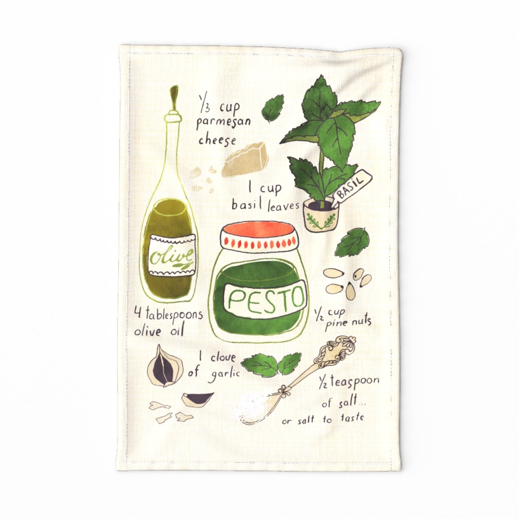 Pesto Recipe tea towel