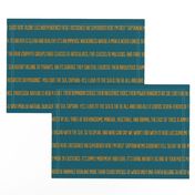 ★ 20,000 LEAGUES UNDER THE SEA ★ Jules Verne’s Quote – Saffron Yellow & Terracotta on Lagoon Blue, Large Scale / Collection : French Style :) Words & Breton Stripes Prints