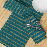 ★ 20,000 LEAGUES UNDER THE SEA ★ Jules Verne’s Quote – Saffron Yellow & Terracotta on Lagoon Blue, Large Scale / Collection : French Style :) Words & Breton Stripes Prints