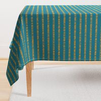 ★ 20,000 LEAGUES UNDER THE SEA ★ Jules Verne’s Quote – Saffron Yellow & Terracotta on Lagoon Blue, Large Scale / Collection : French Style :) Words & Breton Stripes Prints