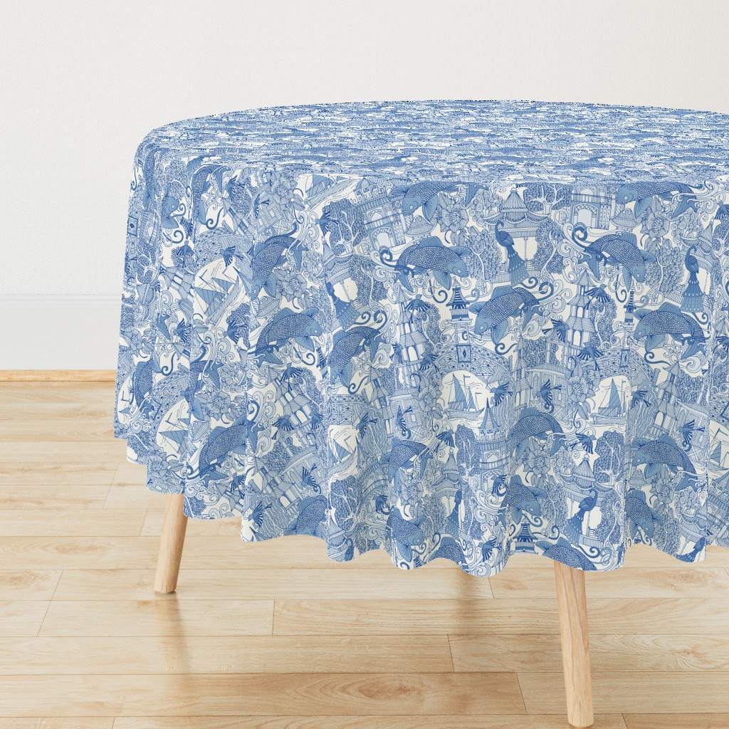 chinoiserie toile blue