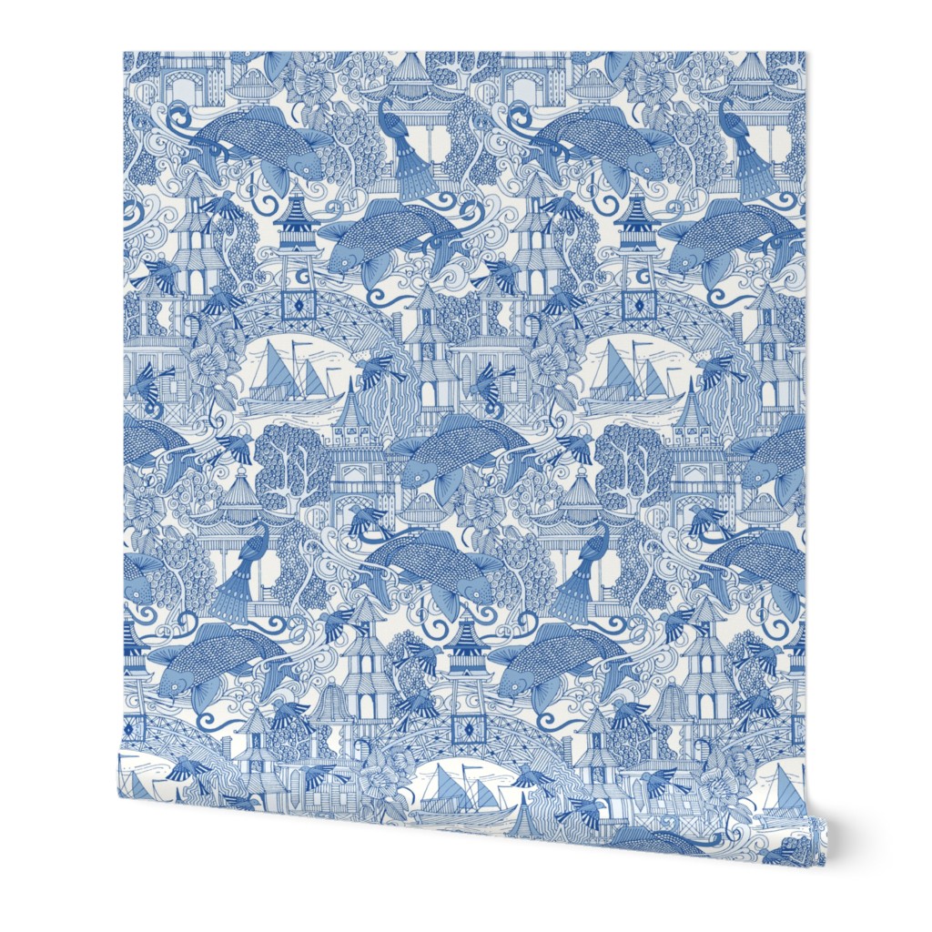 chinoiserie toile blue