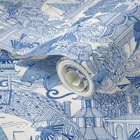 chinoiserie toile blue