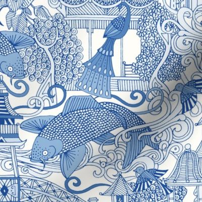 chinoiserie toile blue