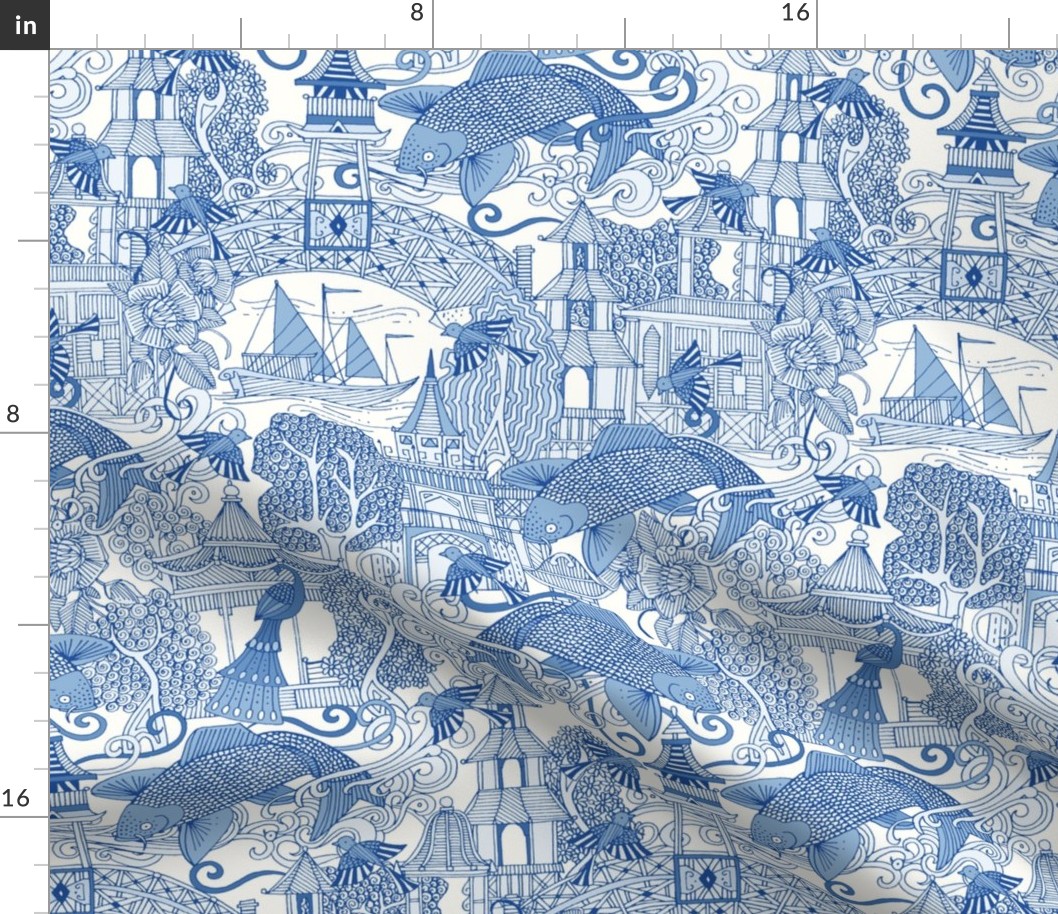 chinoiserie toile blue