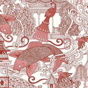 chinoiserie toile red